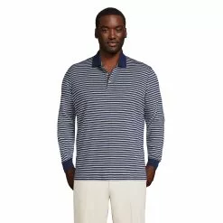 Lands' End Men's Big And Tall Long Sleeve Pattern Super Soft Supima Polo Shirt