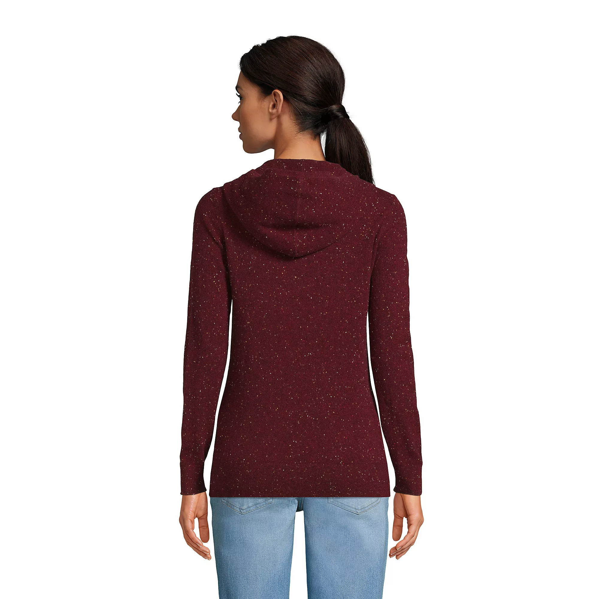 Lands' End Women's Cashmere Front Zip Hoodie Sweater - Image 2