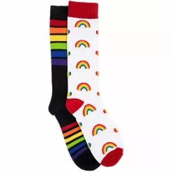 Muk Luks Unisex 2 Pack Rainbow Print Knee Socks