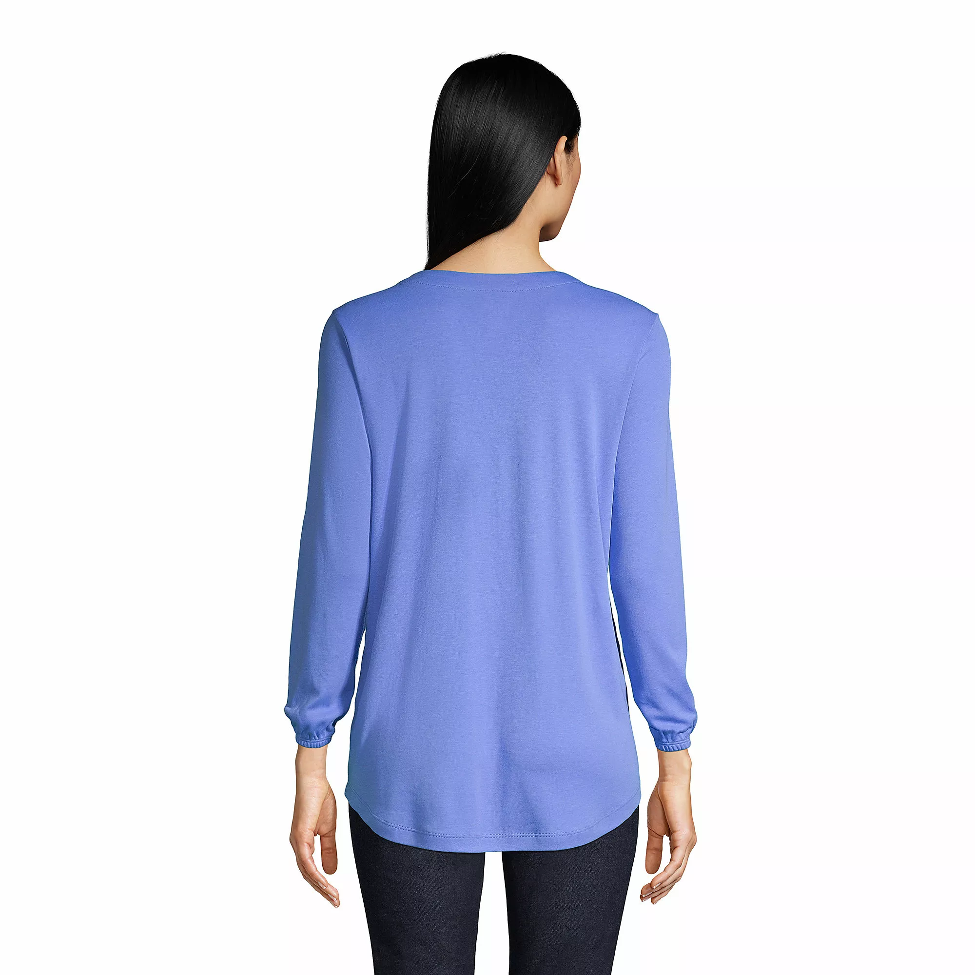 Lands' End Women's Supima Micro Modal 3/4 Sleeve Split Neck Tunic - Image 2