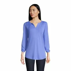 Lands' End Women's Supima Micro Modal 3/4 Sleeve Split Neck Tunic