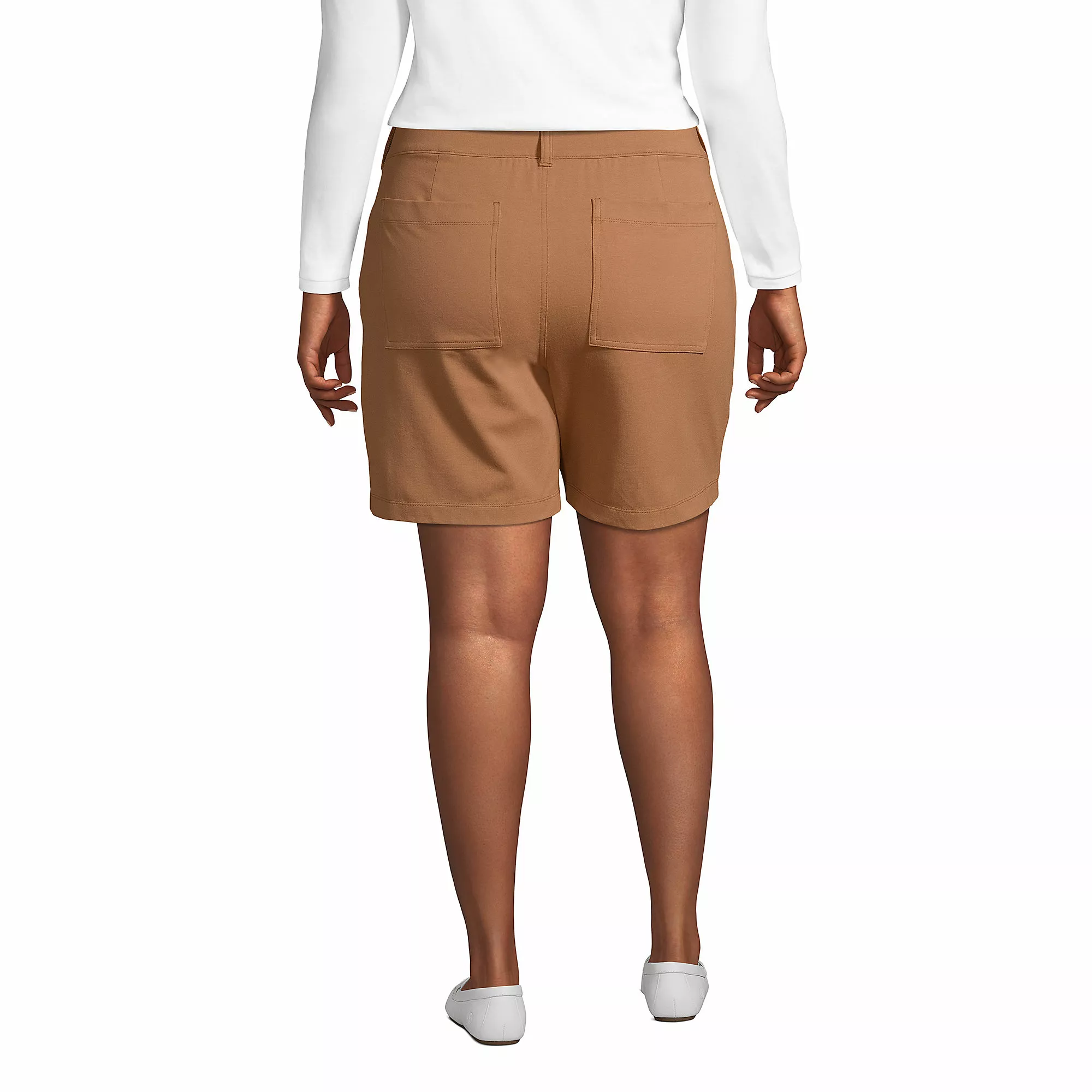 Lands' End Women's Plus Size Mid Rise Starfish Knit 7" Utility Shorts - Image 2