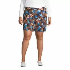 Lands' End Women's Plus Size Mid Rise Starfish Knit 7" Utility Shorts