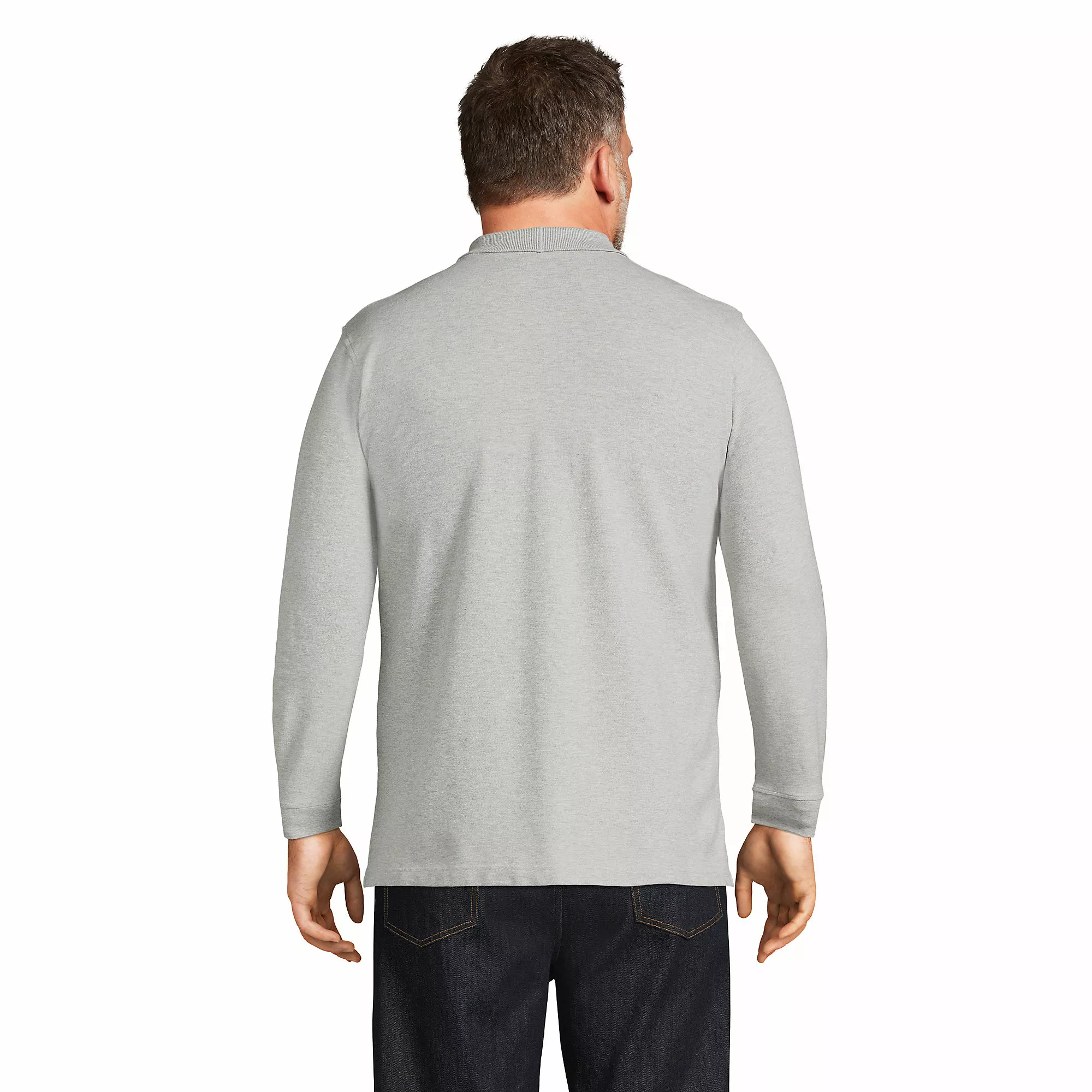 Lands' End Men's Big And Tall Comfort First Long Sleeve Mesh Polo - Image 2