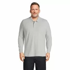 Lands' End Men's Big And Tall Comfort First Long Sleeve Mesh Polo