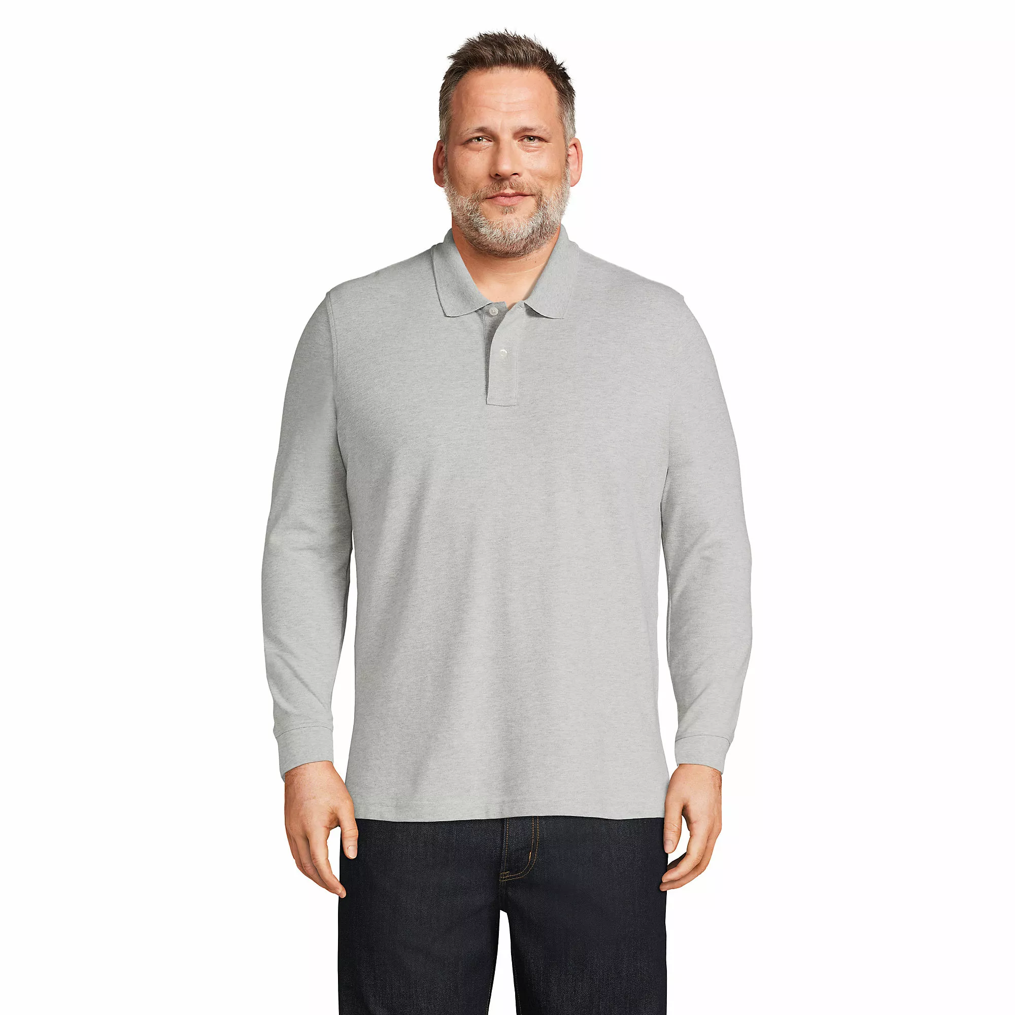 Lands' End Men's Big And Tall Comfort First Long Sleeve Mesh Polo