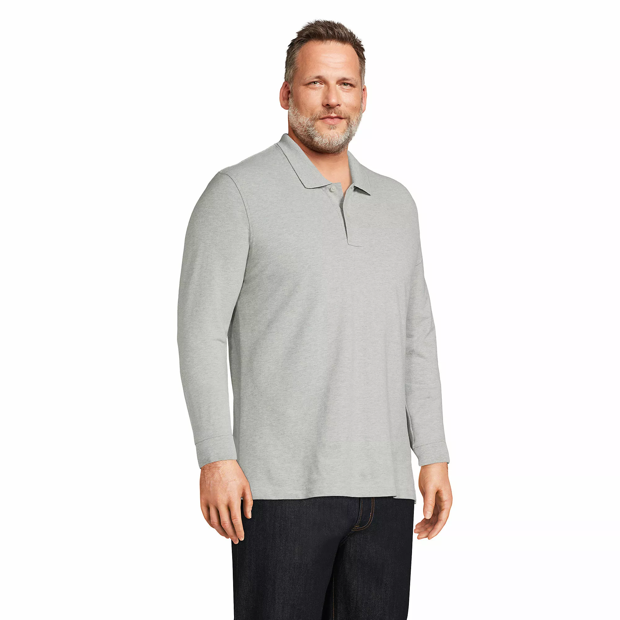 Lands' End Men's Big And Tall Comfort First Long Sleeve Mesh Polo - Image 3