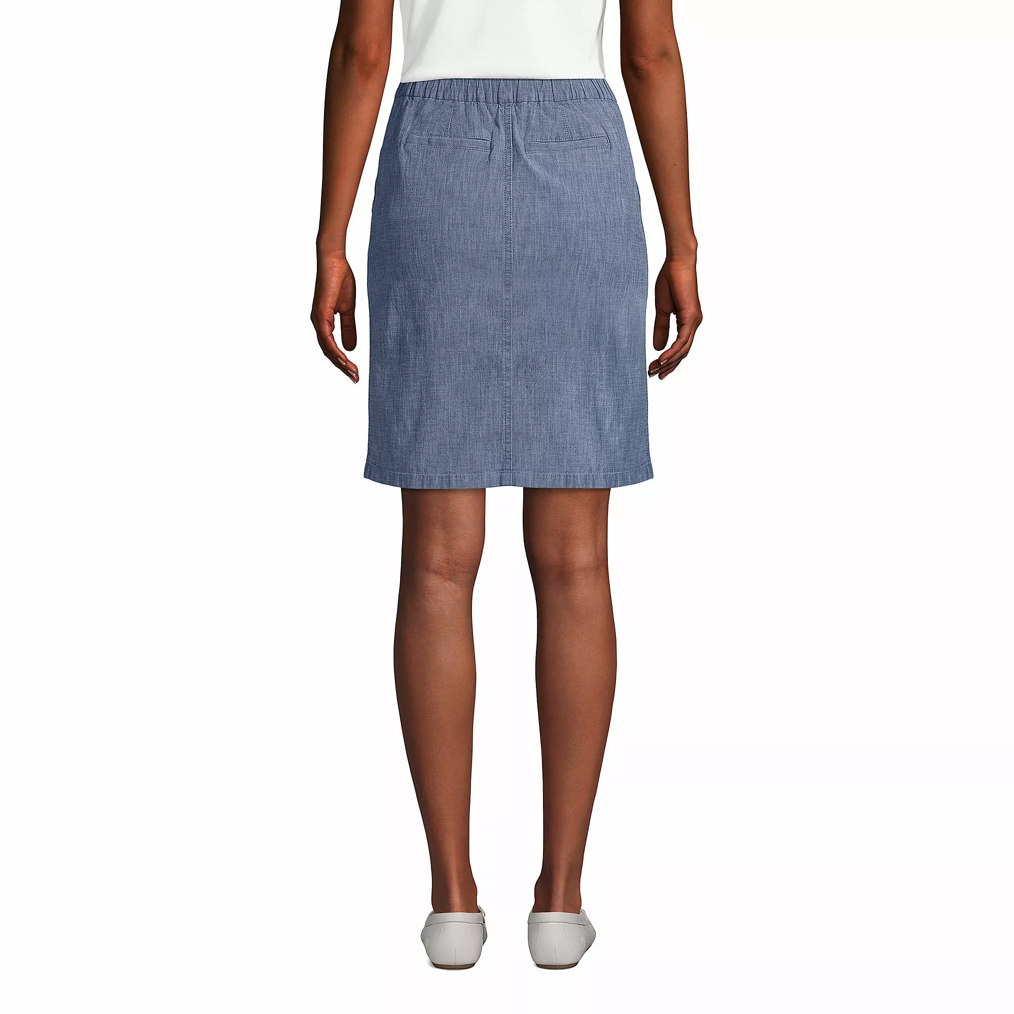 Lands' End Women's Mid Rise Elastic Waist Pull On Knockabout Chambray Skort - Image 2