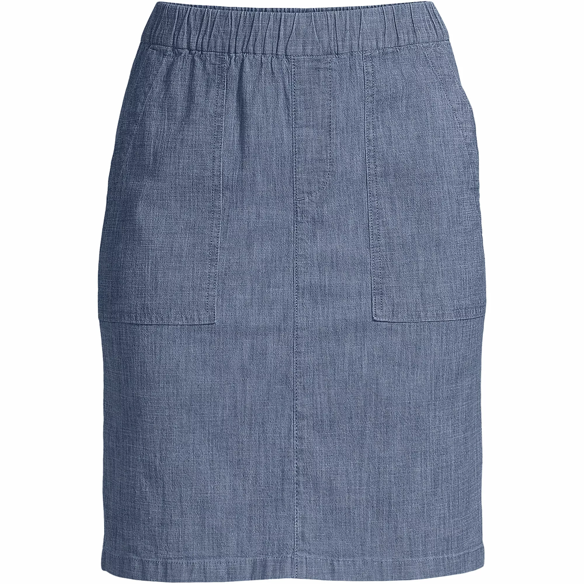 Lands' End Women's Mid Rise Elastic Waist Pull On Knockabout Chambray Skort - Image 5