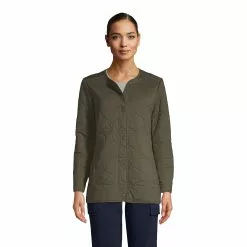 Lands' End Women's Cotton Quilted Long Insulated Jacket
