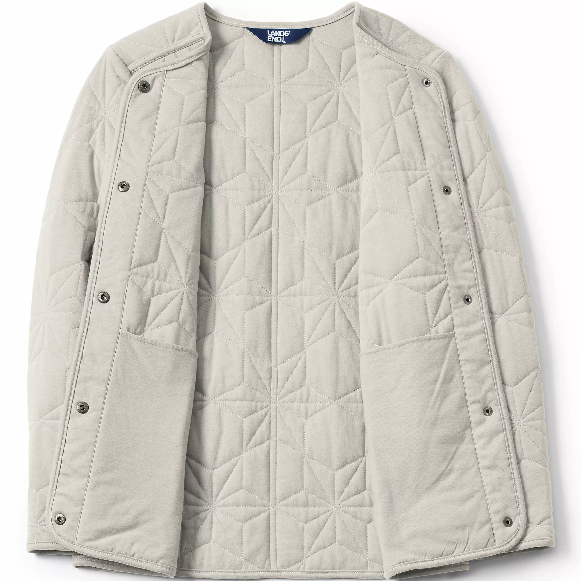 Lands' End Women's Plus Size Cotton Quilted Long Insulated Jacket - Image 6