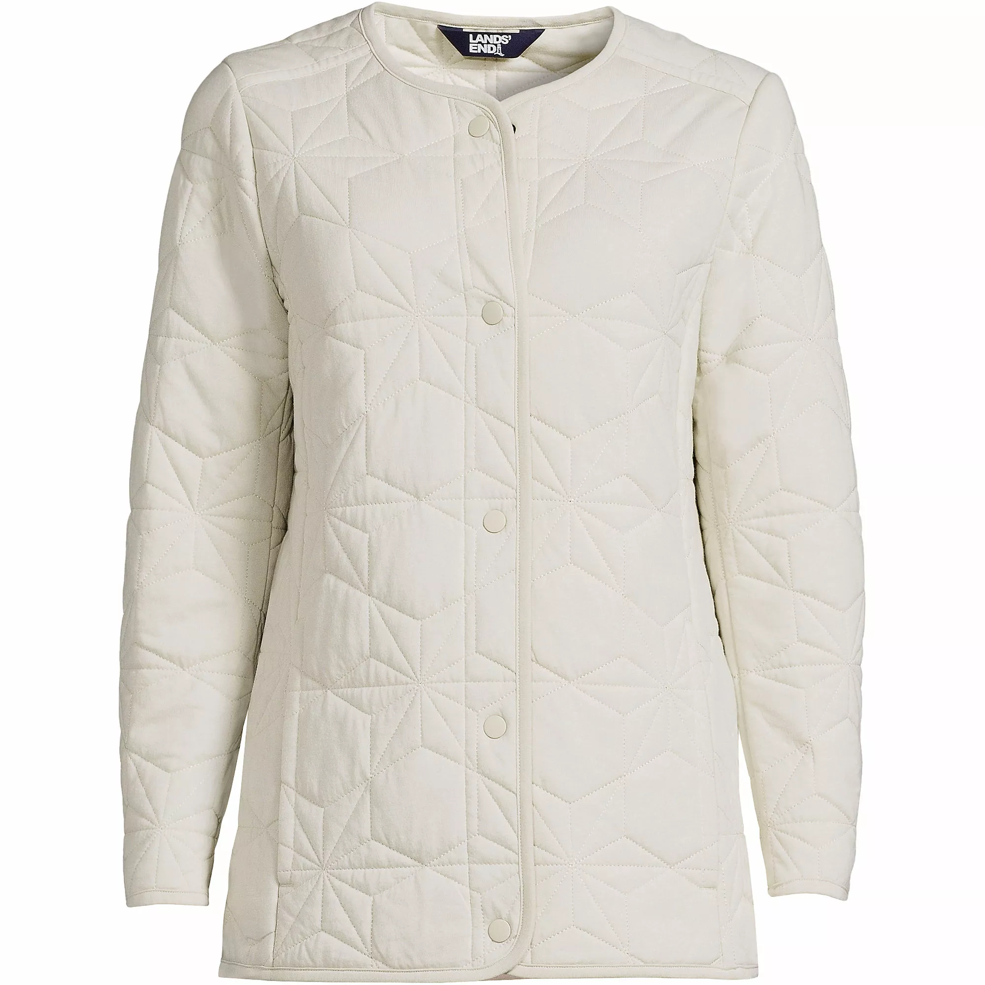 Lands' End Women's Plus Size Cotton Quilted Long Insulated Jacket - Image 5