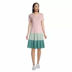 Lands' End Women's Short Sleeve Tiered Dress