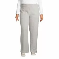 Lands' End Women's Plus Size High Rise Serious Sweats Wide Leg Sweatpants