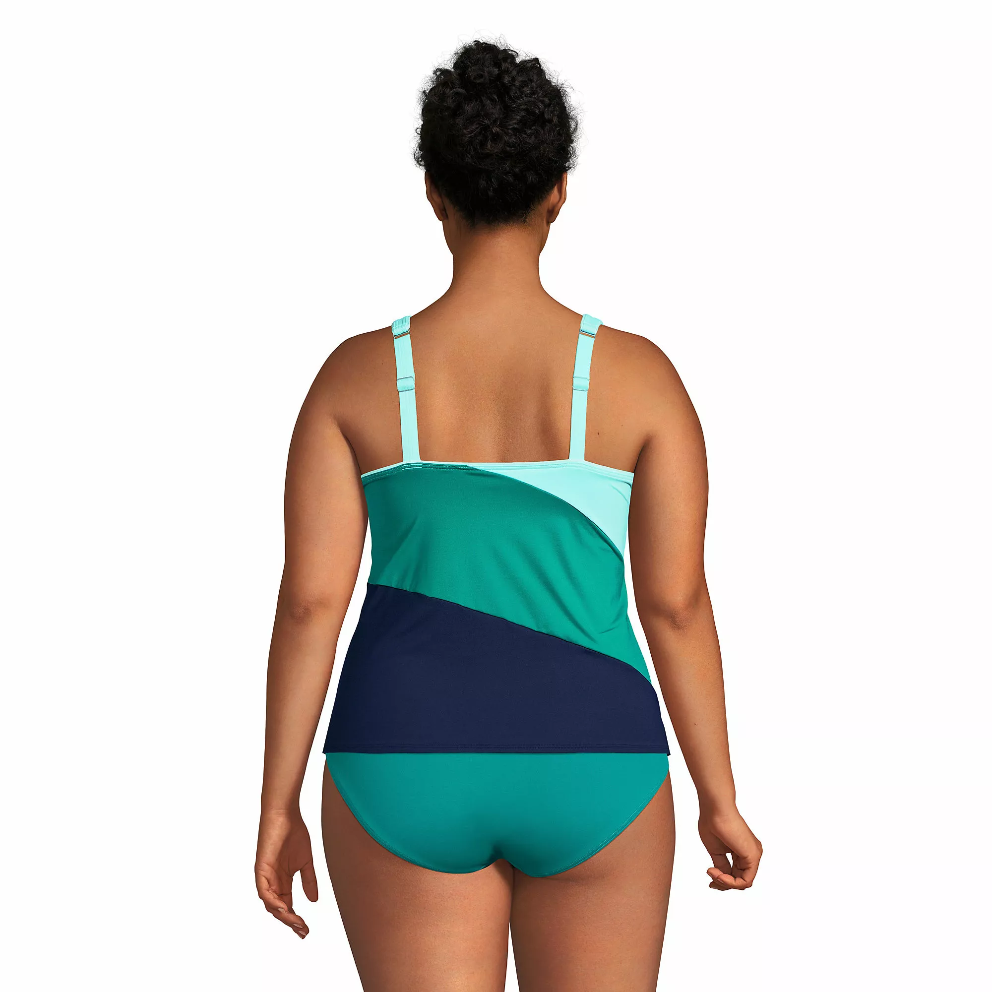 Lands' End Women's Plus Size Chlorine Resistant Square Neck Underwire Tankini Swimsuit Top Adjustable Straps - Image 2