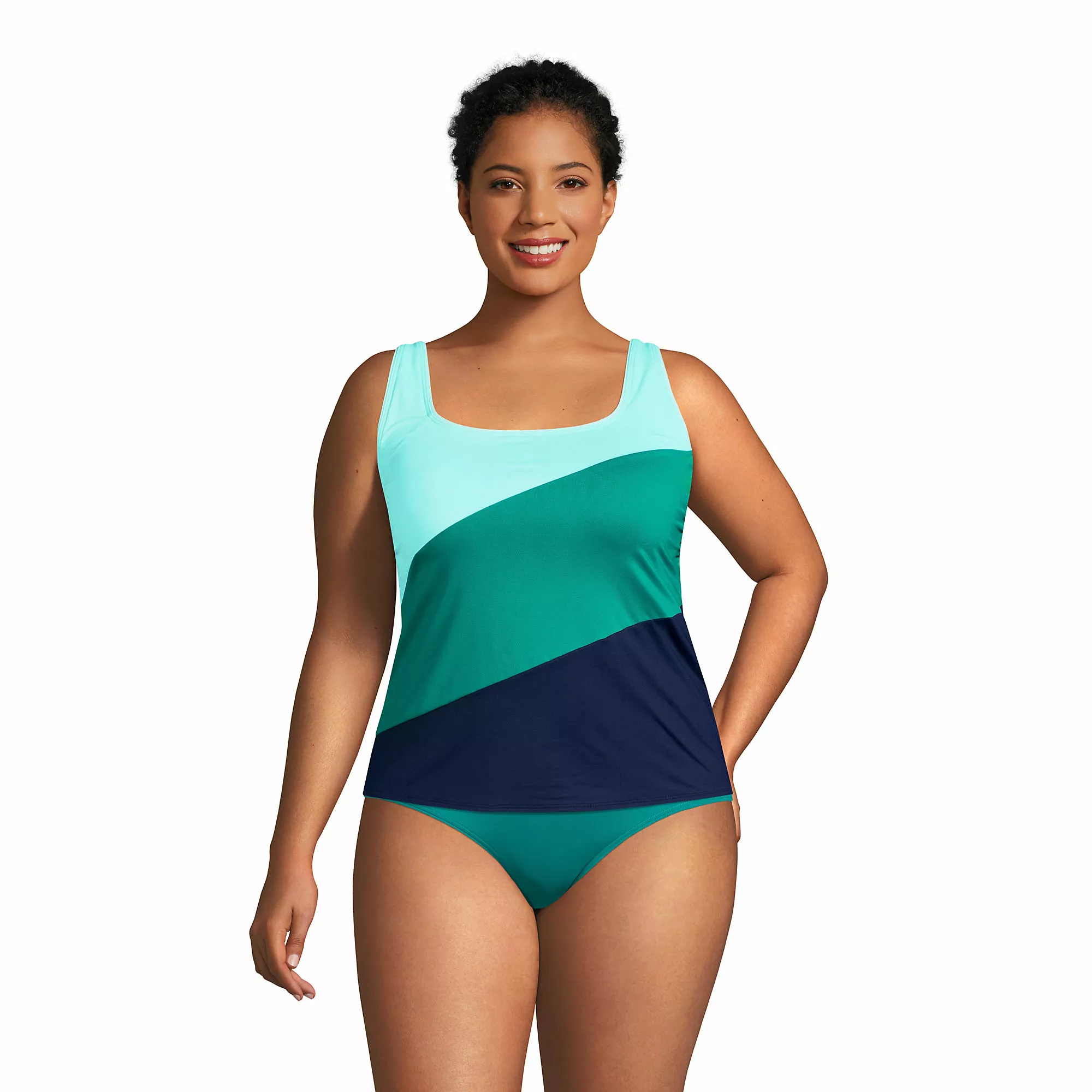 Lands' End Women's Plus Size Chlorine Resistant Square Neck Underwire Tankini Swimsuit Top Adjustable Straps - Image 3