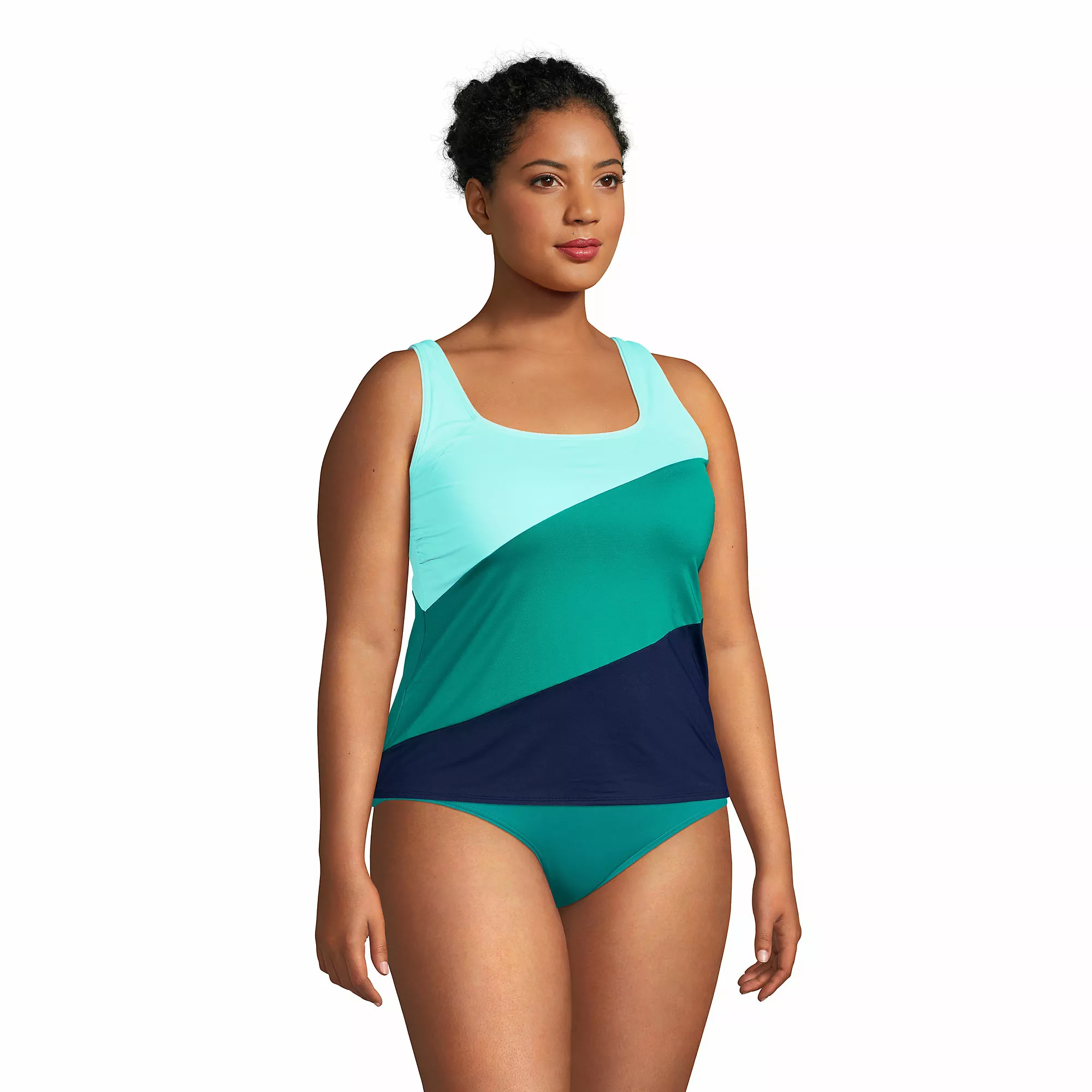 Lands' End Women's Plus Size Chlorine Resistant Square Neck Underwire Tankini Swimsuit Top Adjustable Straps - Image 4