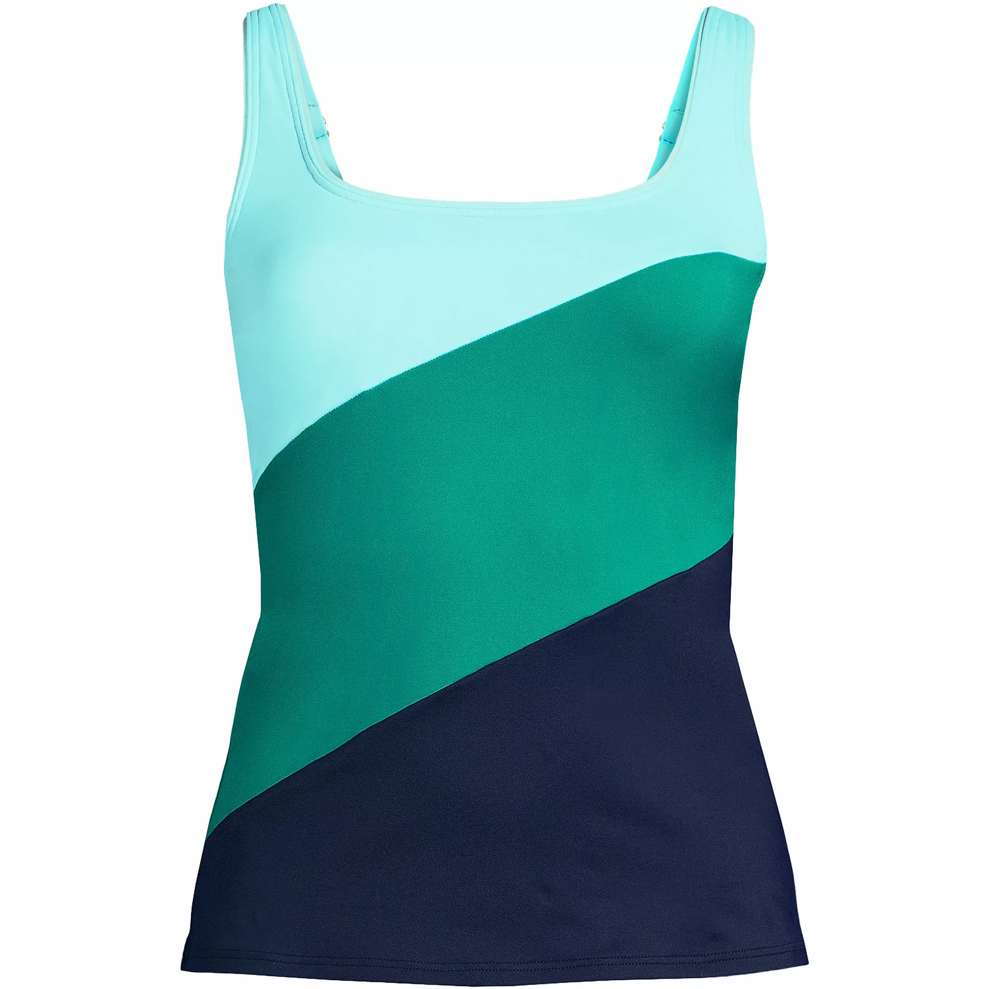 Lands' End Women's Plus Size Chlorine Resistant Square Neck Underwire Tankini Swimsuit Top Adjustable Straps