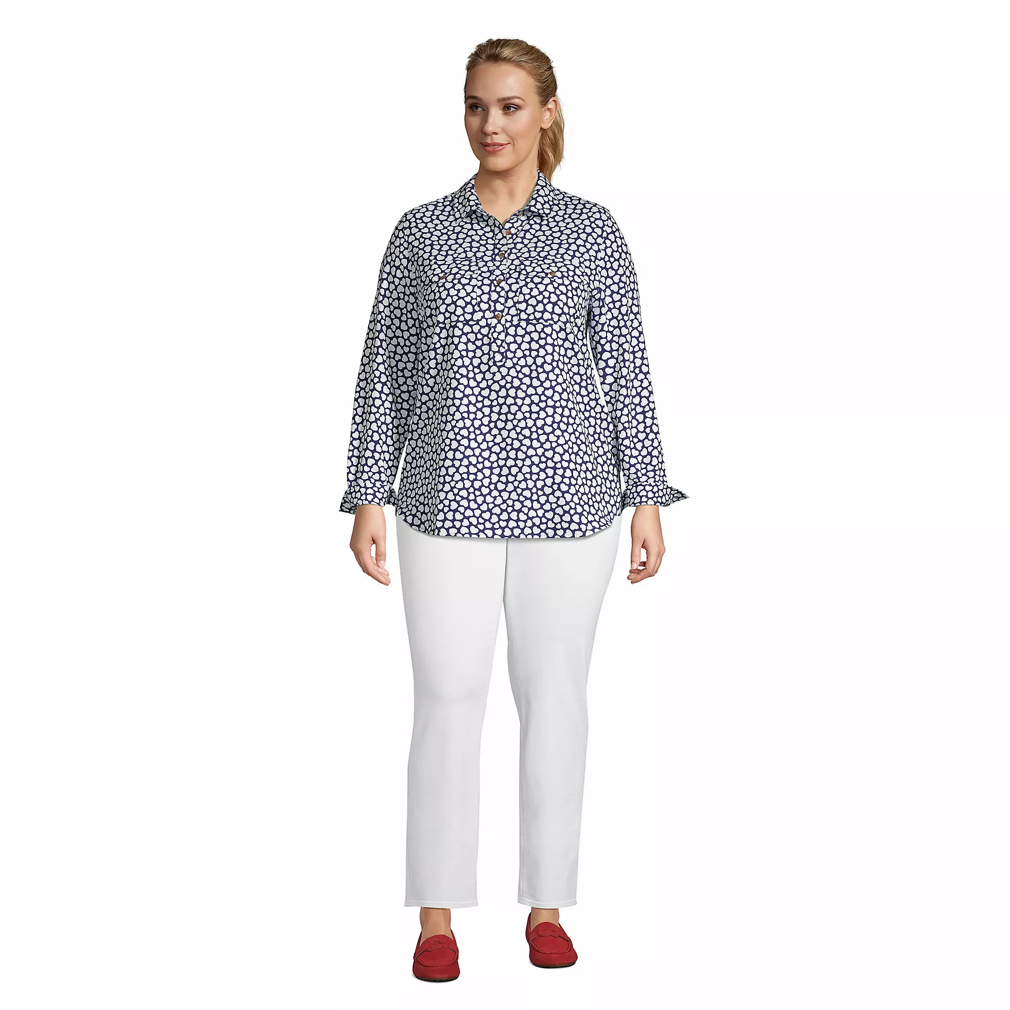 Lands' End Women's Plus Size Relaxed Long Sleeve Tunic Top - Image 4
