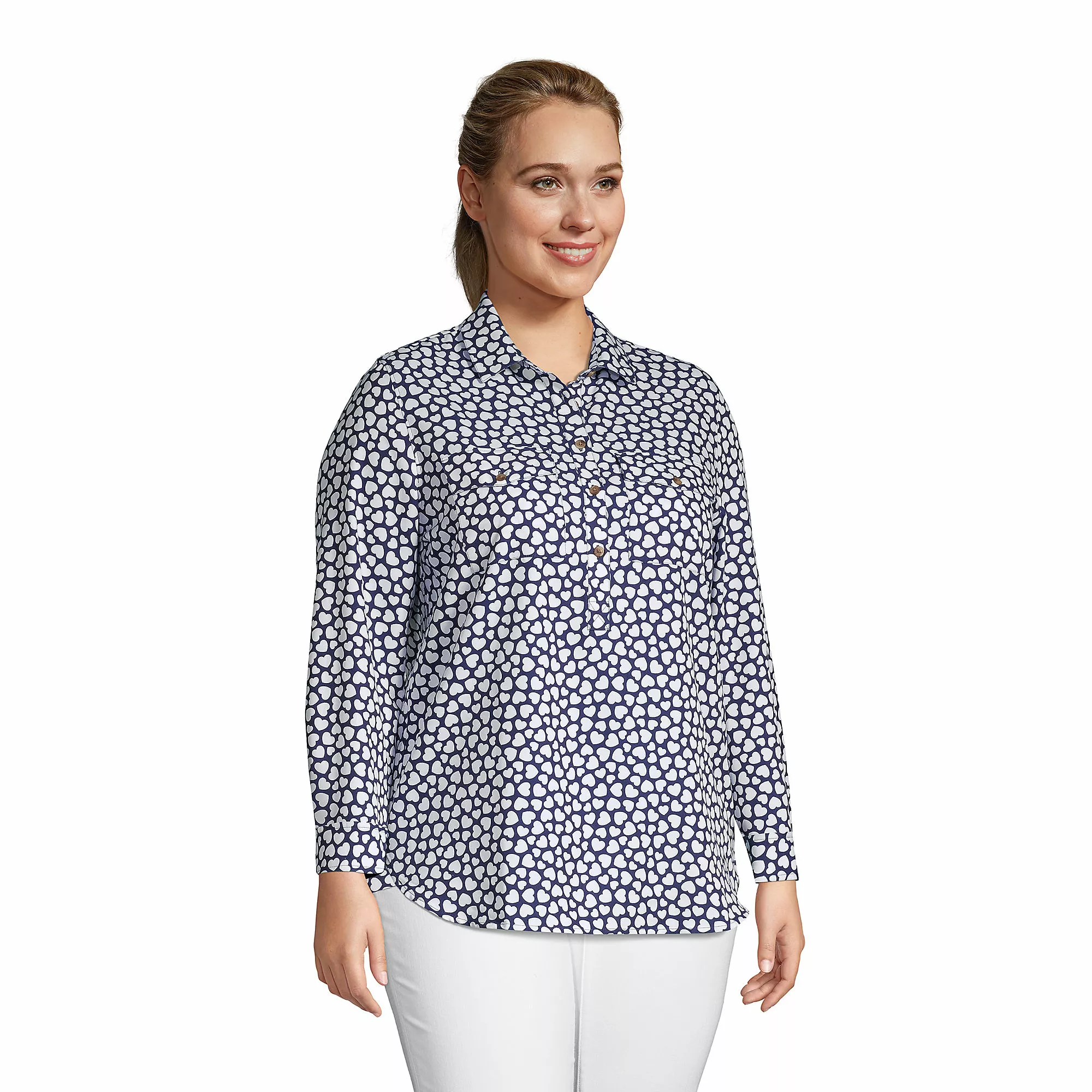 Lands' End Women's Plus Size Relaxed Long Sleeve Tunic Top - Image 3