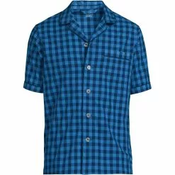 Lands' End Men's Big Short Sleeve Poplin Pajama Shirt