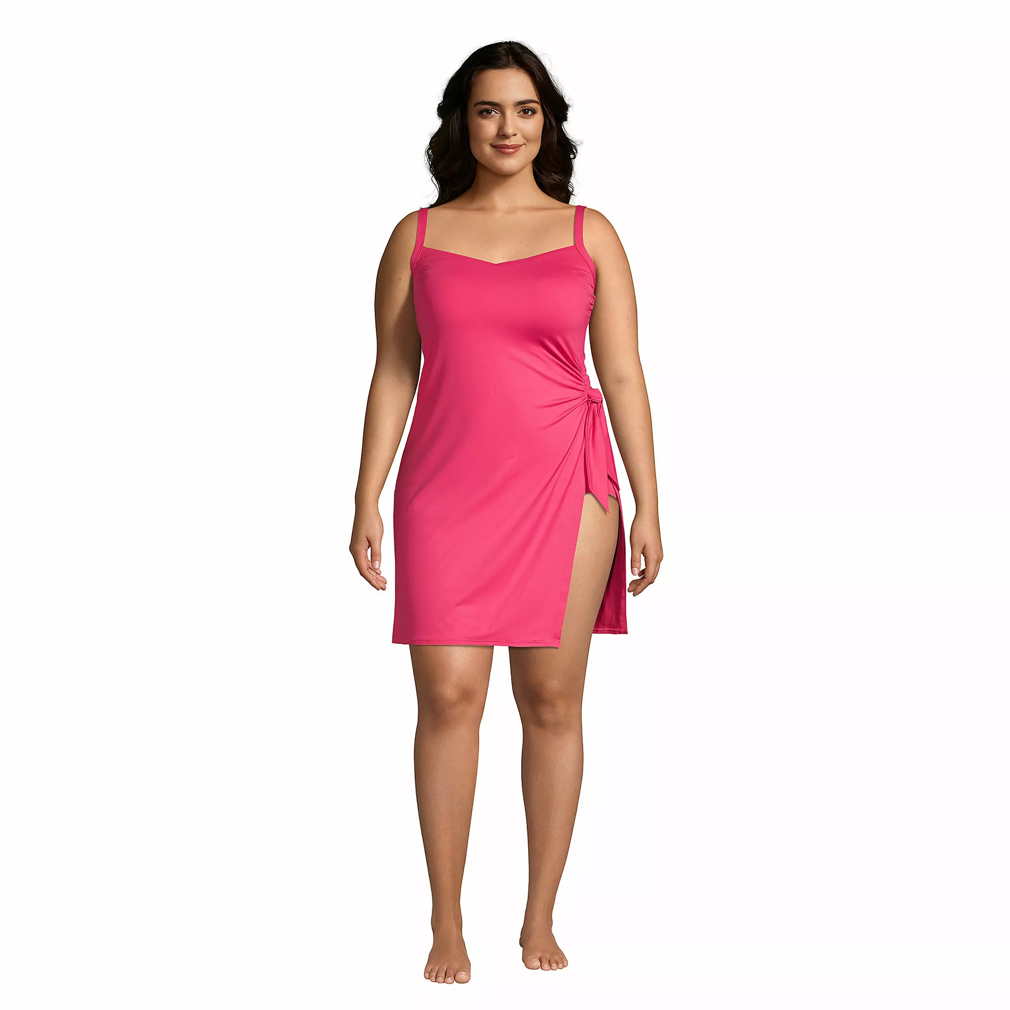 Lands' End Women's Plus Size Chlorine Resistant Sweetheart Swim Dress One Piece Swimsuit Adjustable Straps - Image 4