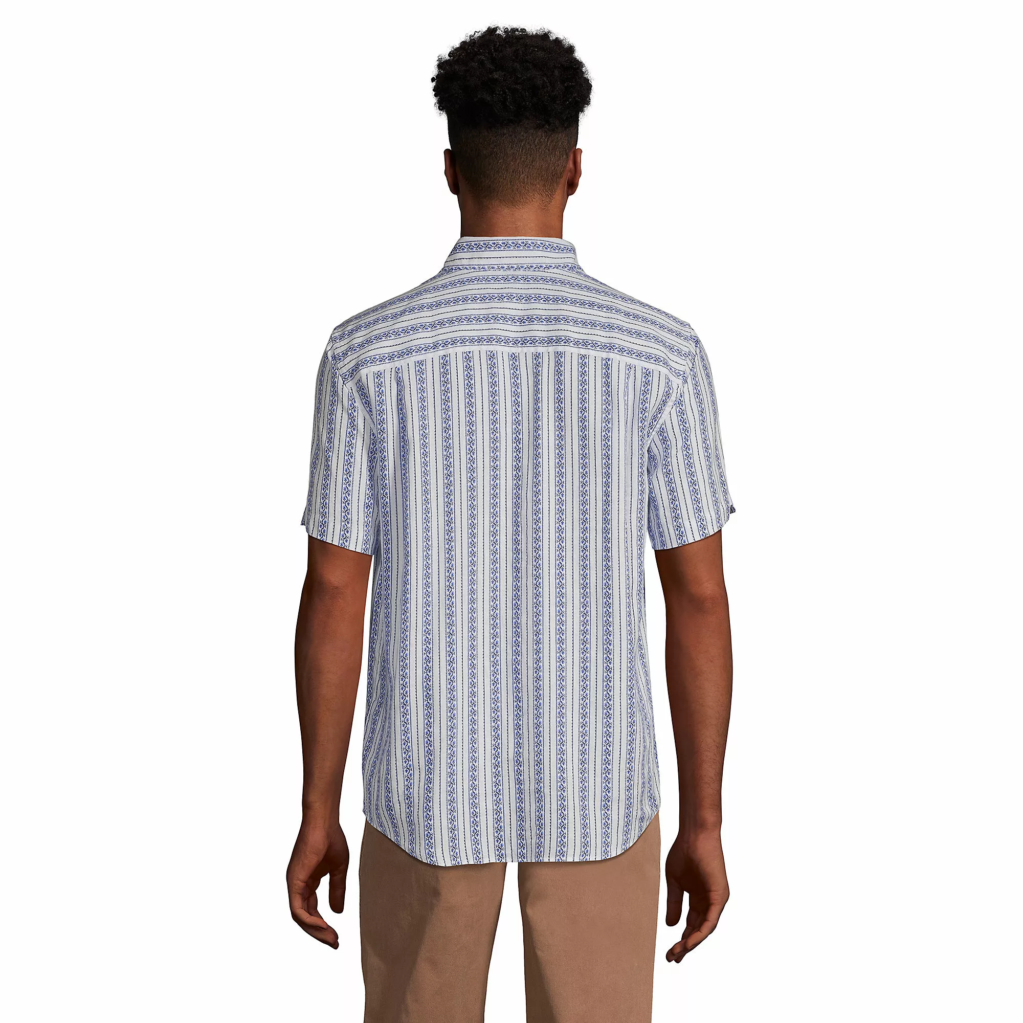 Lands' End Men's Short Sleeve Linen Popover Shirt - Image 2