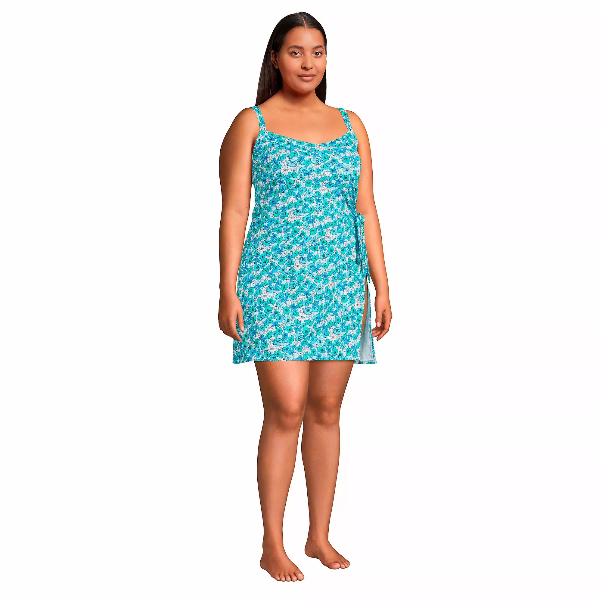 Lands' End Women's Plus Size Chlorine Resistant Sweetheart Swim Dress One Piece Swimsuit Adjustable Straps - Image 4