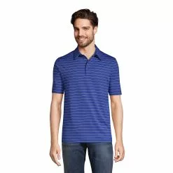 Lands' End Men's Rapid Dry Short Sleeve Striped Polo Shirt
