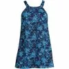 Lands' End Women's Plus Size Chlorine Resistant High Neck Swim Dress One Piece Swimsuit Adjustable Straps