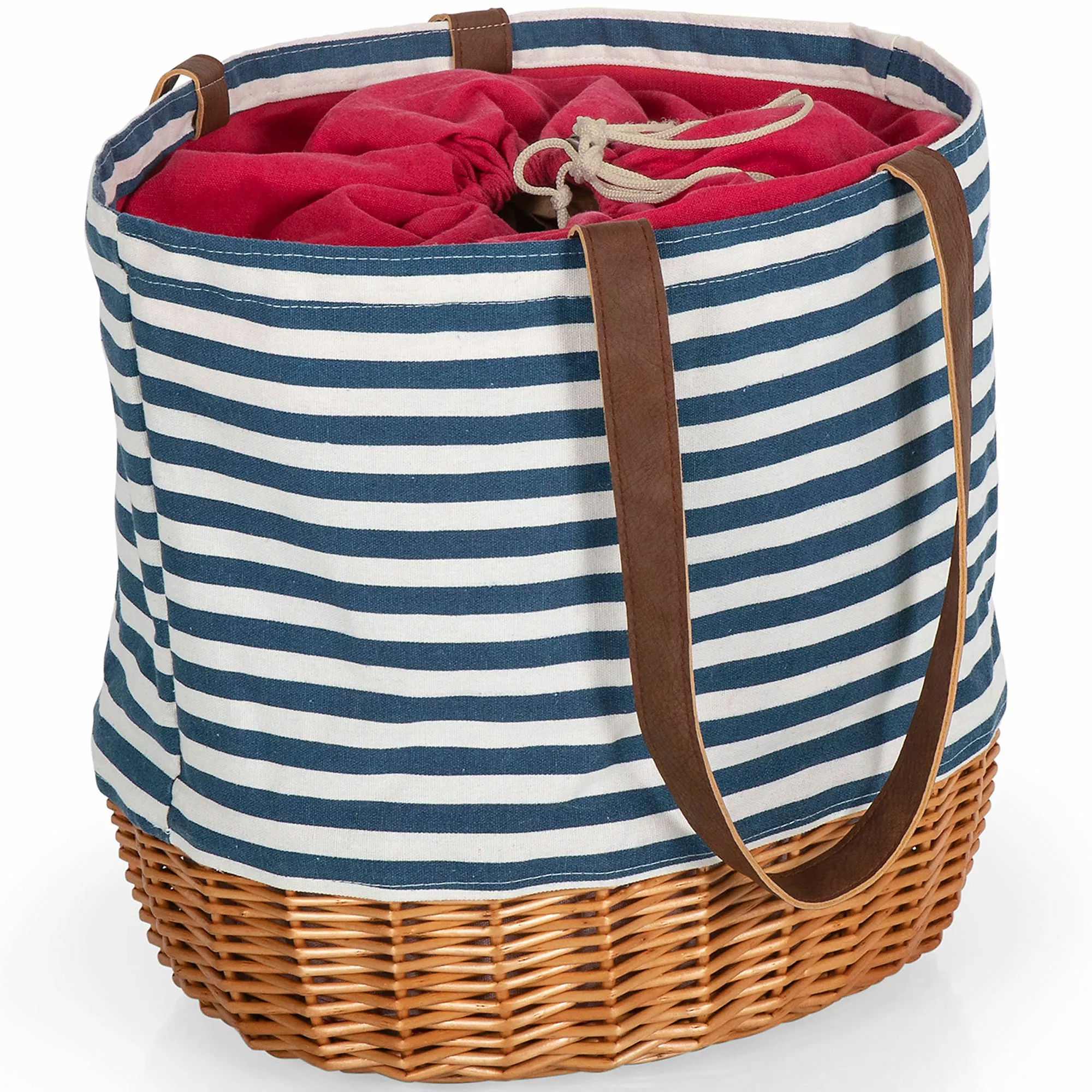 Picnic Time Coronado Canvas And Willow Basket Tote