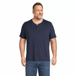 Lands' End Men's Big And Tall Short Sleeve Supima Jersey Henley