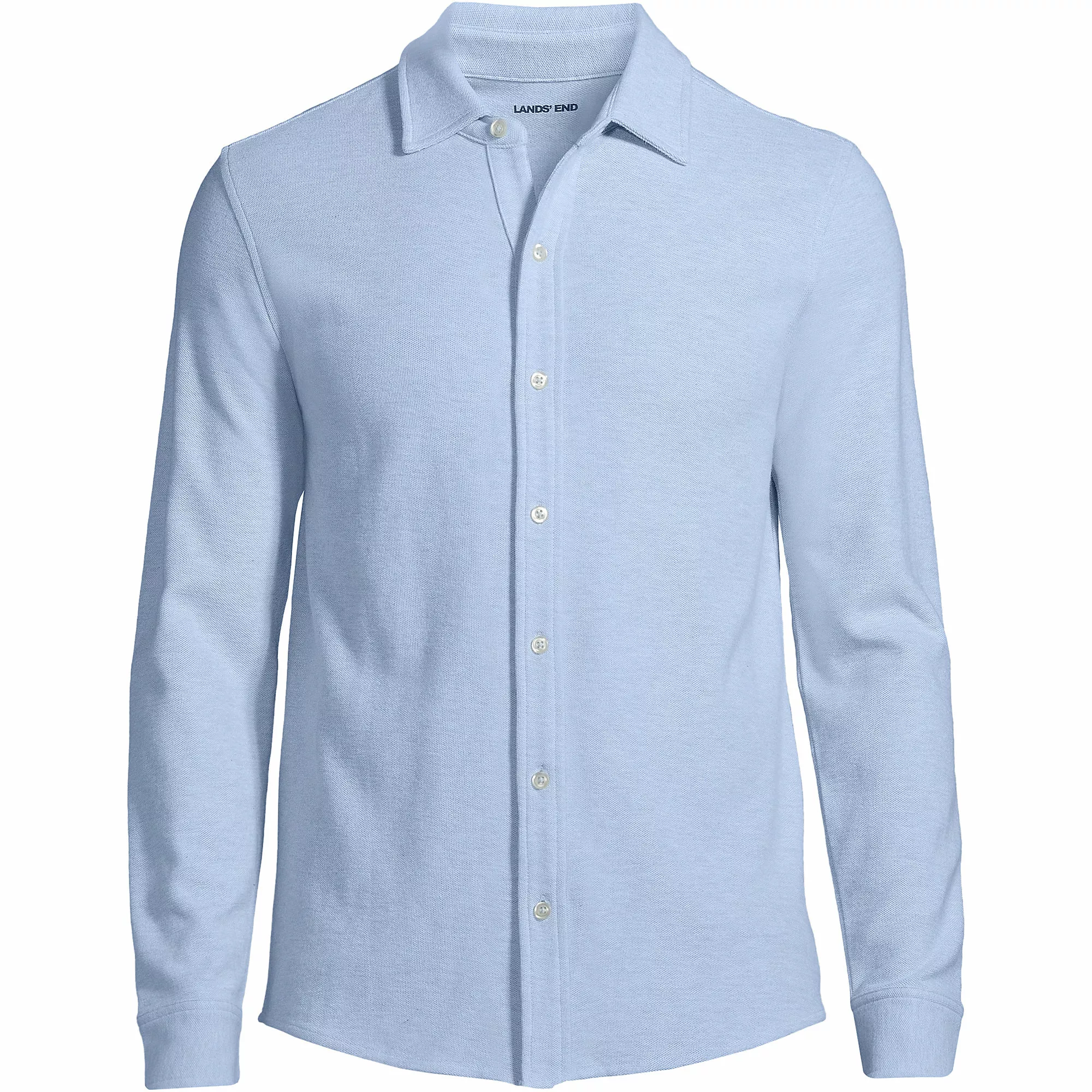 Lands' End Men's Long Sleeve Textured Knit Button Down Shirt - Image 5