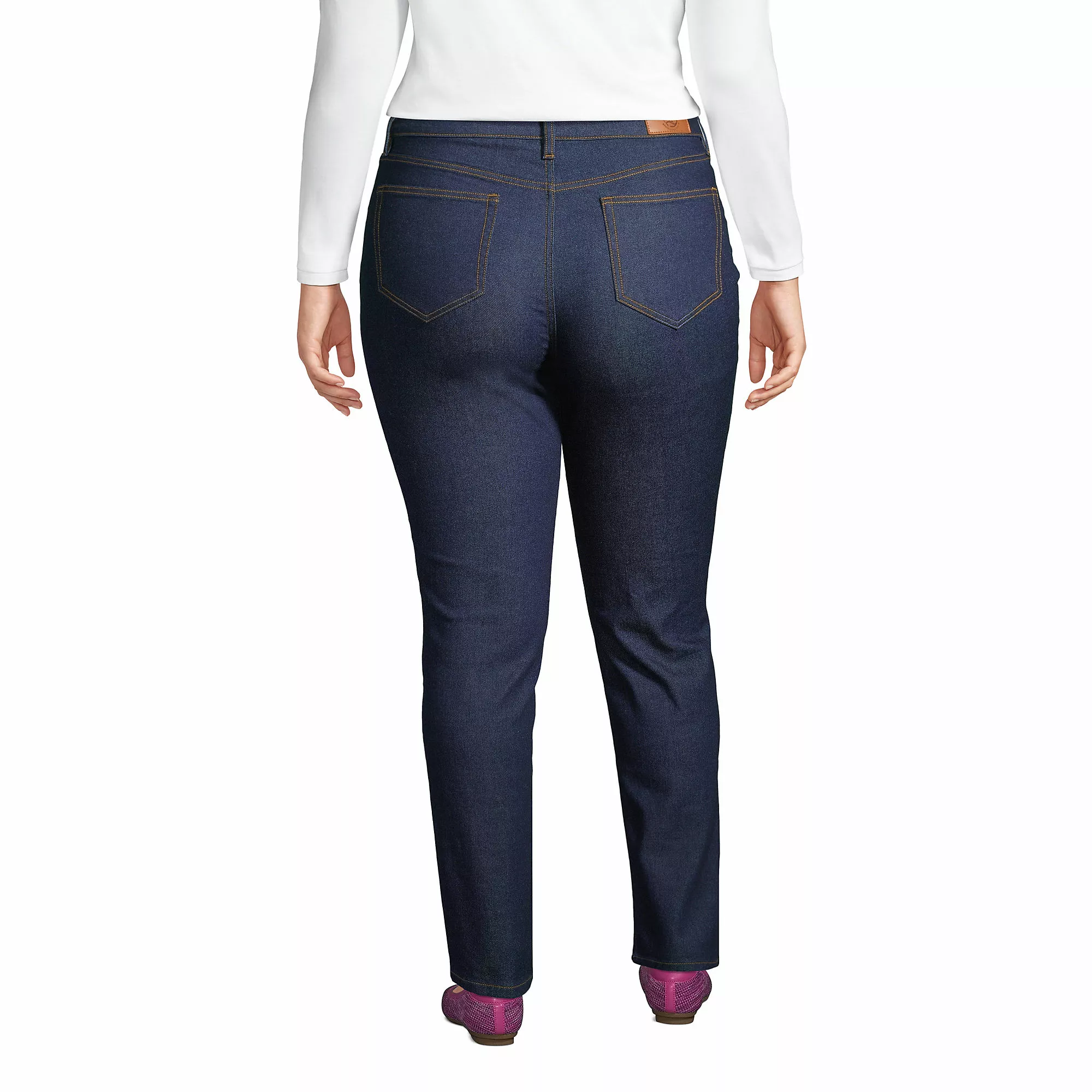 Lands' End Women's Plus Size Mid Rise Straight Leg Blue Jeans - Image 2