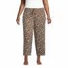 Lands' End Women's Plus Size Lounge Mid Rise Wide Leg Crop Pajama Pants