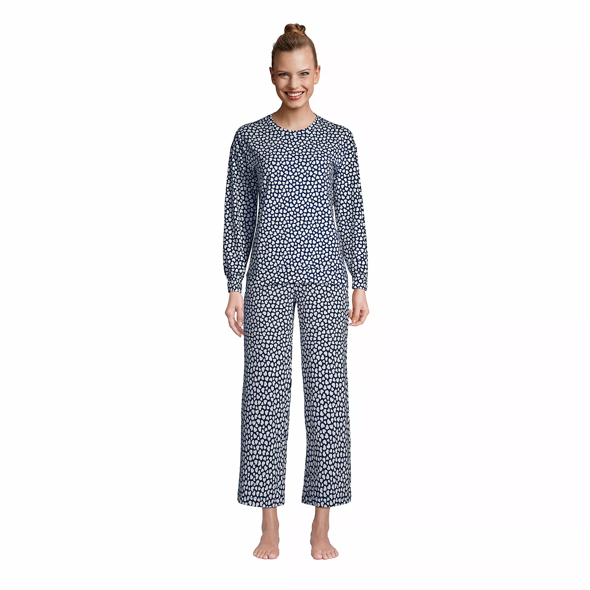 Lands' End Women's Lounge Mid Rise Wide Leg Crop Pajama Pants - Image 4