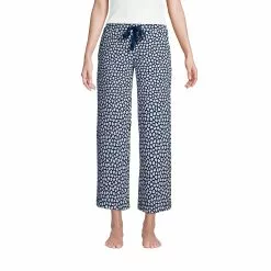 Lands' End Women's Lounge Mid Rise Wide Leg Crop Pajama Pants