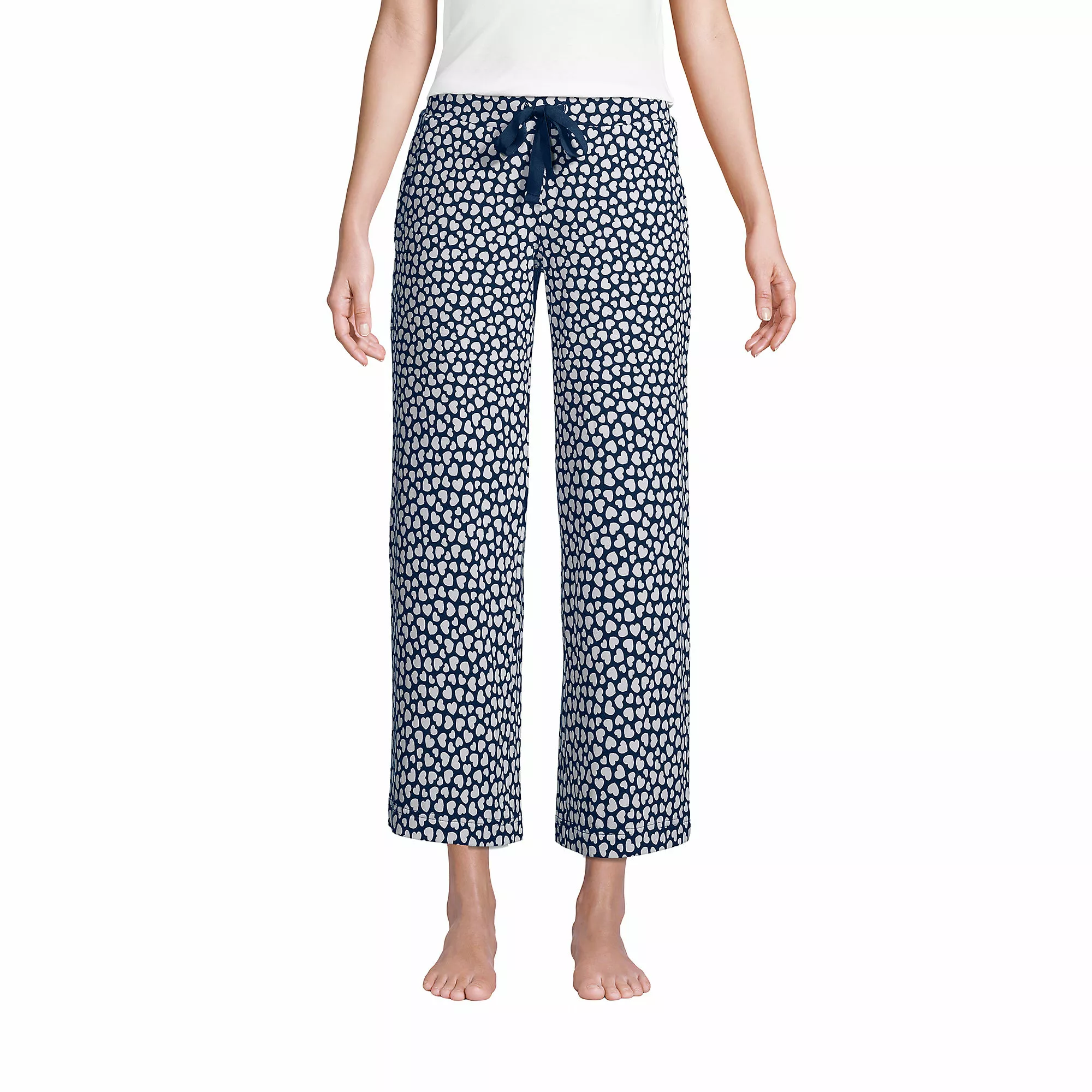 Lands' End Women's Lounge Mid Rise Wide Leg Crop Pajama Pants