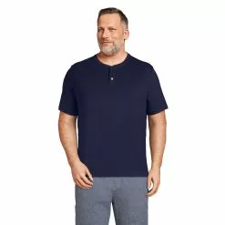 Lands' End Men's Big And Tall Short Sleeve Super-T Henley