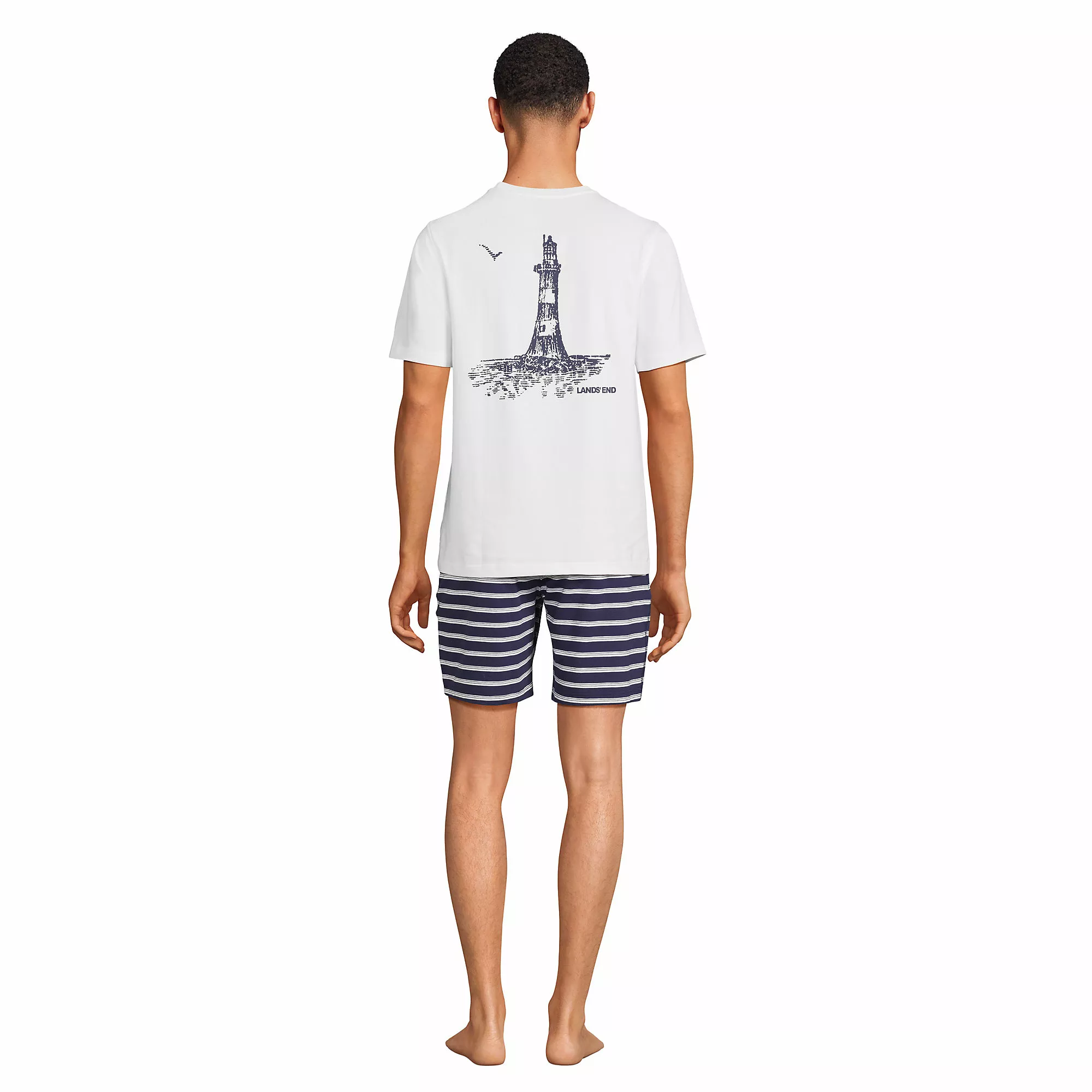 Lands' End Men's Knit Jersey Pajama Shorts Sleep Set - Image 2