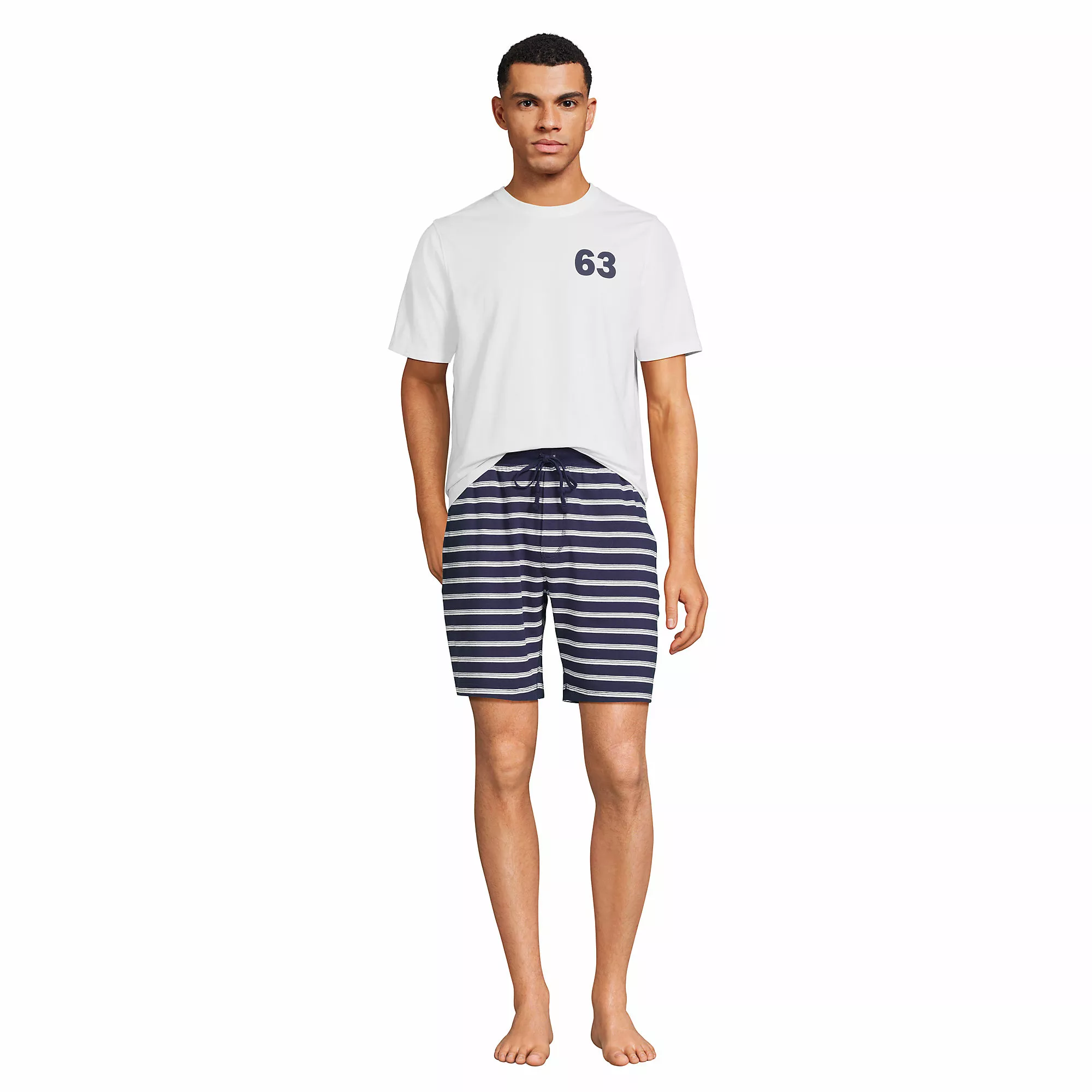 Lands' End Men's Knit Jersey Pajama Shorts Sleep Set