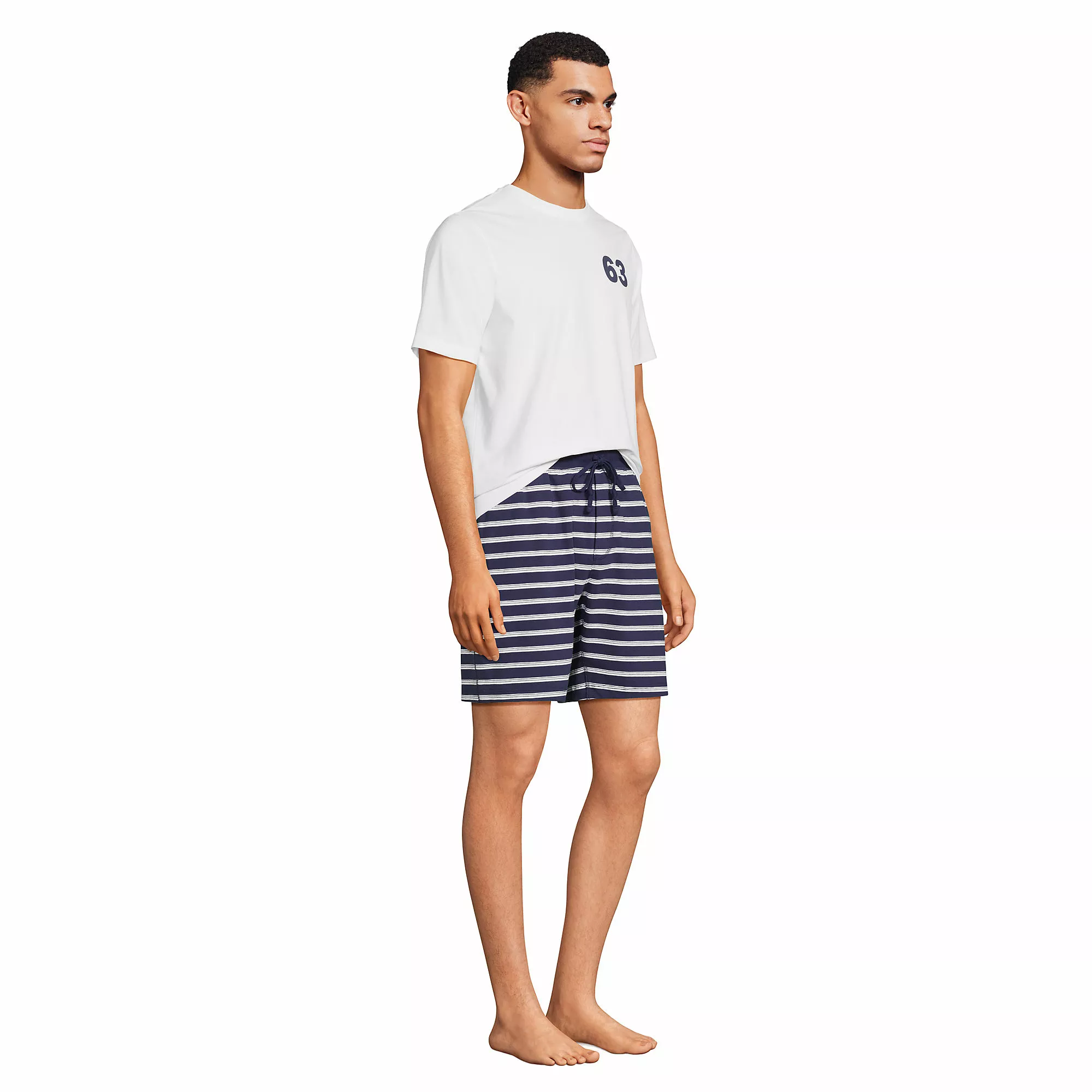 Lands' End Men's Knit Jersey Pajama Shorts Sleep Set - Image 3