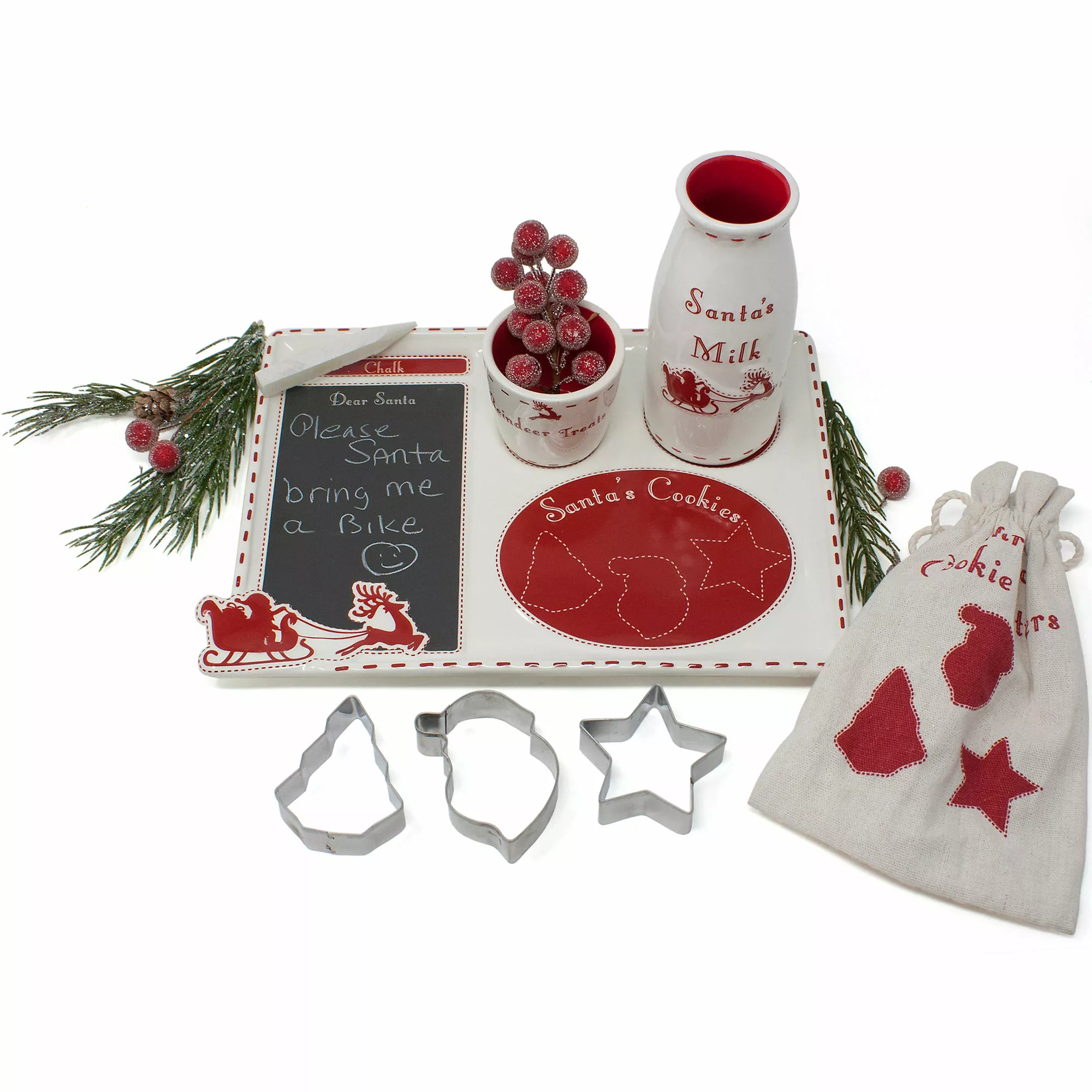 Child To Cherish Christmas Santa Cookie Platter With Cookie Cutters Set - Image 2