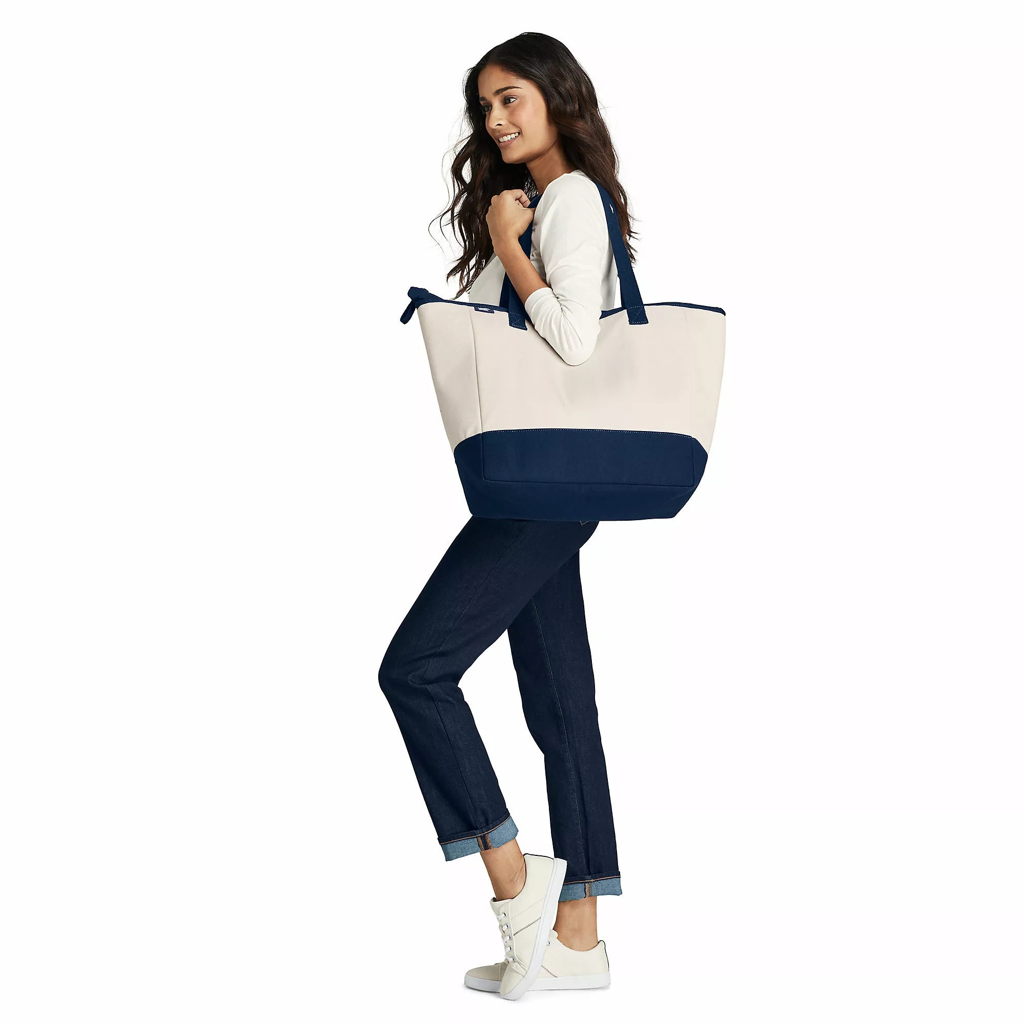 Lands' End Print Canvas Insulated Repreve Lining Zip Top Tote Bag - Image 4