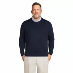 Lands' End Men's Big And Tall Fine Gauge Supima Cotton Crewneck Sweater