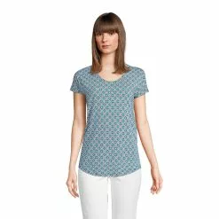 Lands' End Women's Short Sleeve Lightweight Uneck Tshirt