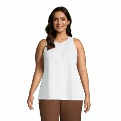 Lands' End Women's Plus Size Linen Sleeveless Top