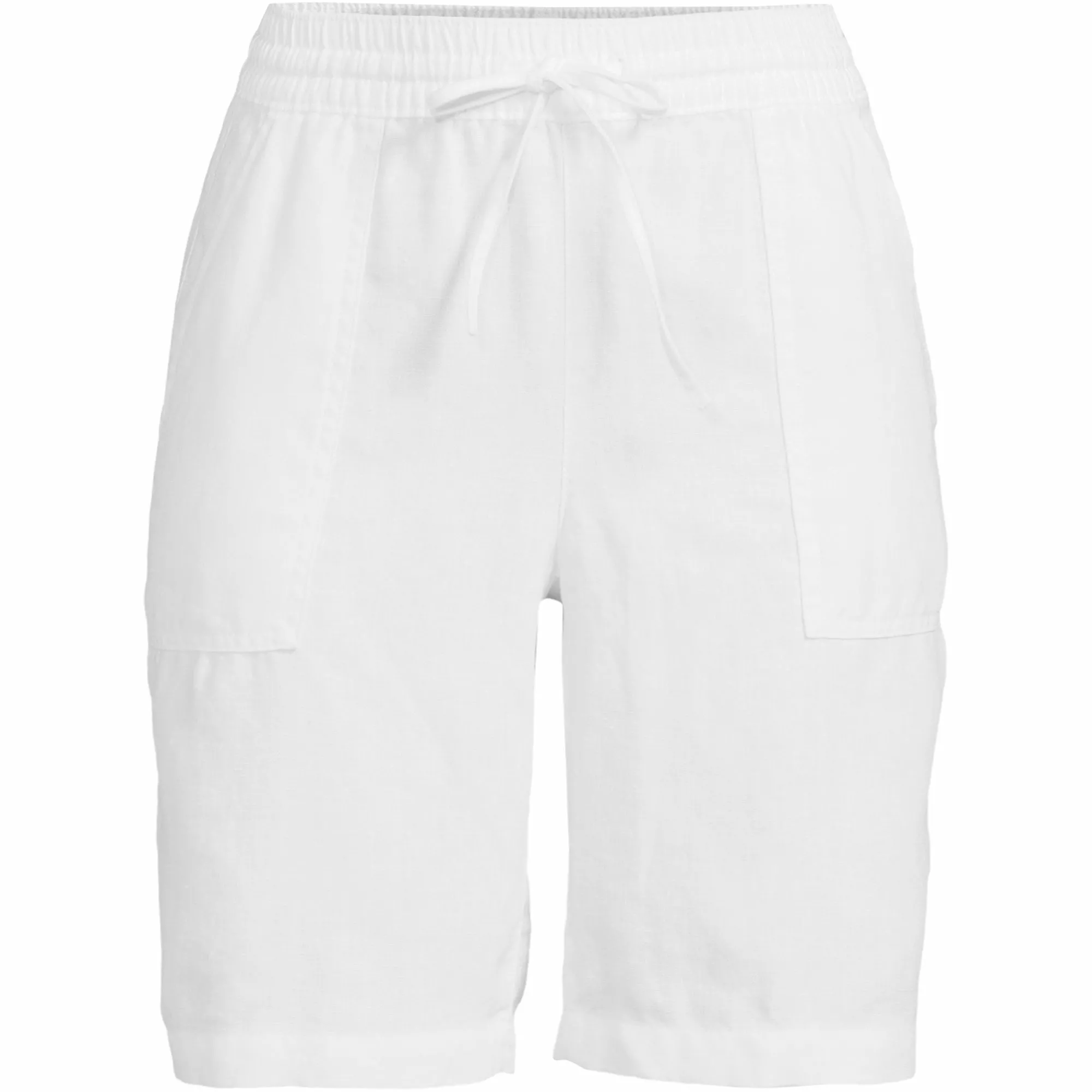 Lands' End Women's Plus Size High Rise Pull On Elastic Waist 10" Linen Bermuda Shorts - Image 5