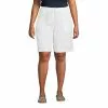 Lands' End Women's Plus Size High Rise Pull On Elastic Waist 10" Linen Bermuda Shorts