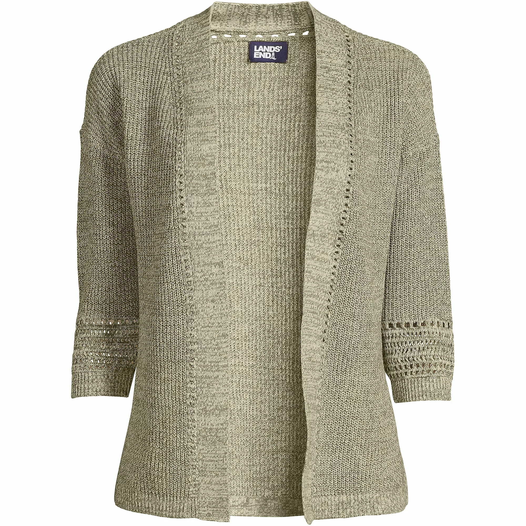 Lands' End Women's Linen Cotton Shaker Open Cardigan Sweater - Image 5